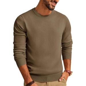 PJ PAUL JONES Men’s Sweaters Crewneck Basic Lightweight Wool Blend Knitted Pullover Long Sleeve Shirts for Men(Camel)
