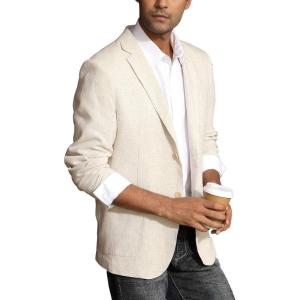 PJ Paul Jones Men’s Cotton Twill Blazer Jacket Lightweight Casual Slim Fit Sport Coat(A-khaki)