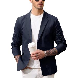 PJ Paul Jones Men’s Cotton Twill Blazer Jacket Lightweight Casual Slim Fit Sport Coat(Navy)