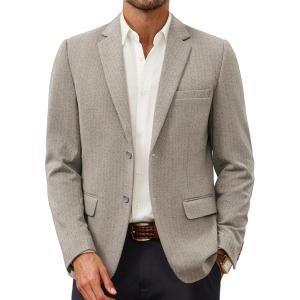PJ Paul Jones Men’s Herringbone Blazer Jacket Lightweight Casual Knit Sport Coat(C-apricot)