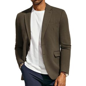 PJ Paul Jones Men’s Herringbone Blazer Jacket Lightweight Casual Knit Sport Coat(Coffee)