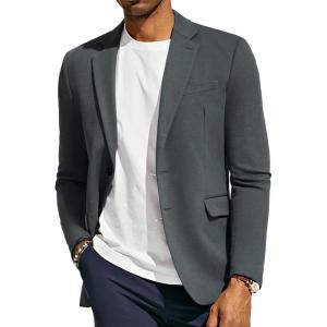 PJ Paul Jones Men’s Herringbone Blazer Jacket Lightweight Casual Knit Sport Coat(Dark Grey New)