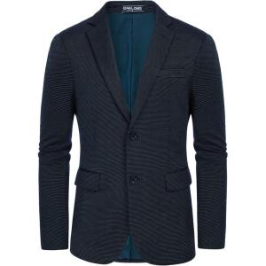 PJ Paul Jones Men’s Herringbone Blazer Jacket Lightweight Casual Knit Sport Coat(Dots-navy)
