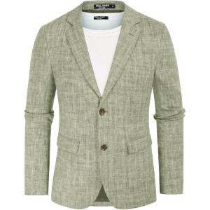 PJ Paul Jones Men’s Herringbone Blazer Jacket Lightweight Casual Knit Sport Coat(Linen-green)