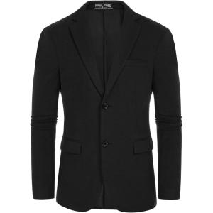 PJ Paul Jones Men’s Herringbone Blazer Jacket Lightweight Casual Knit Sport Coat(Solid Black)