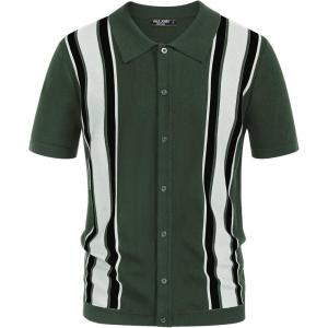 PJ Paul Jones Mens Polo Shirts Vintage Striped Lightweight Knitting Golf Shirts(Olive Green)