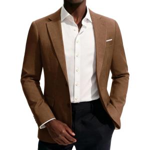 PJ PAUL JONES Mens Blazer Classic Lightweight Sports Coat Casual Sport Suit Jackets(Brown)