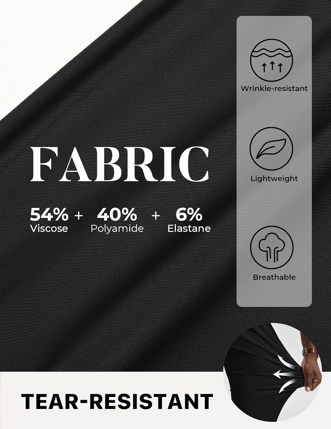 imagePJ PAUL JONES Mens Dress Pants 4Way Stretch Tapered Trousers Extended Waist Dress Pant Casual Golf PantsBlack