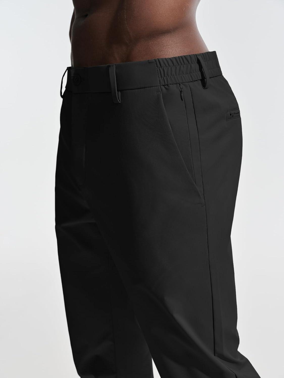 imagePJ PAULl Jones Mens Golf Pants Stretch Tapered Wrinkle Free Pants Casual Lightweight Trousers with 5 PocketsBlack