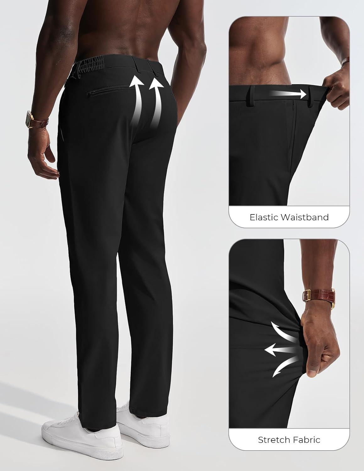 imagePJ PAULl Jones Mens Golf Pants Stretch Tapered Wrinkle Free Pants Casual Lightweight Trousers with 5 PocketsBlack