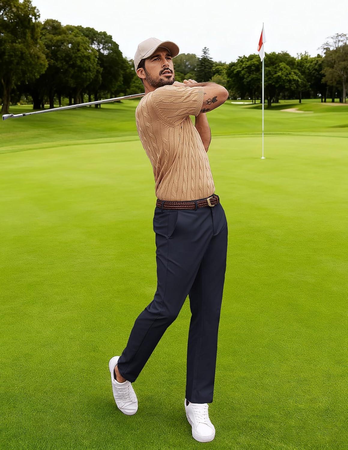 imagePJ PAULl Jones Mens Golf Pants Stretch Tapered Wrinkle Free Pants Casual Lightweight Trousers with 5 PocketsDark Blue