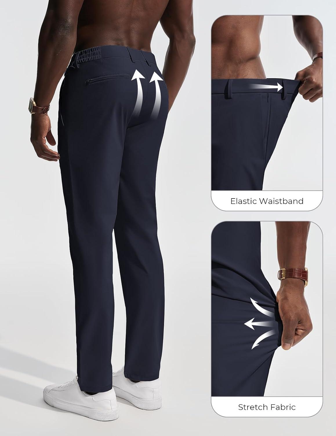 imagePJ PAULl Jones Mens Golf Pants Stretch Tapered Wrinkle Free Pants Casual Lightweight Trousers with 5 PocketsDark Blue