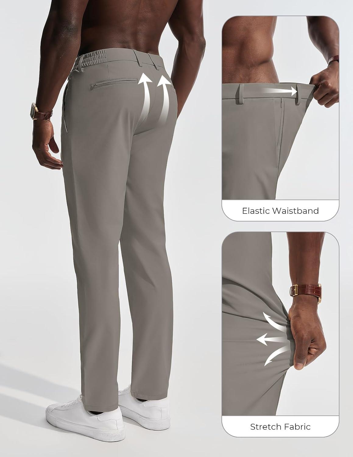 imagePJ PAULl Jones Mens Golf Pants Stretch Tapered Wrinkle Free Pants Casual Lightweight Trousers with 5 PocketsDark Gray