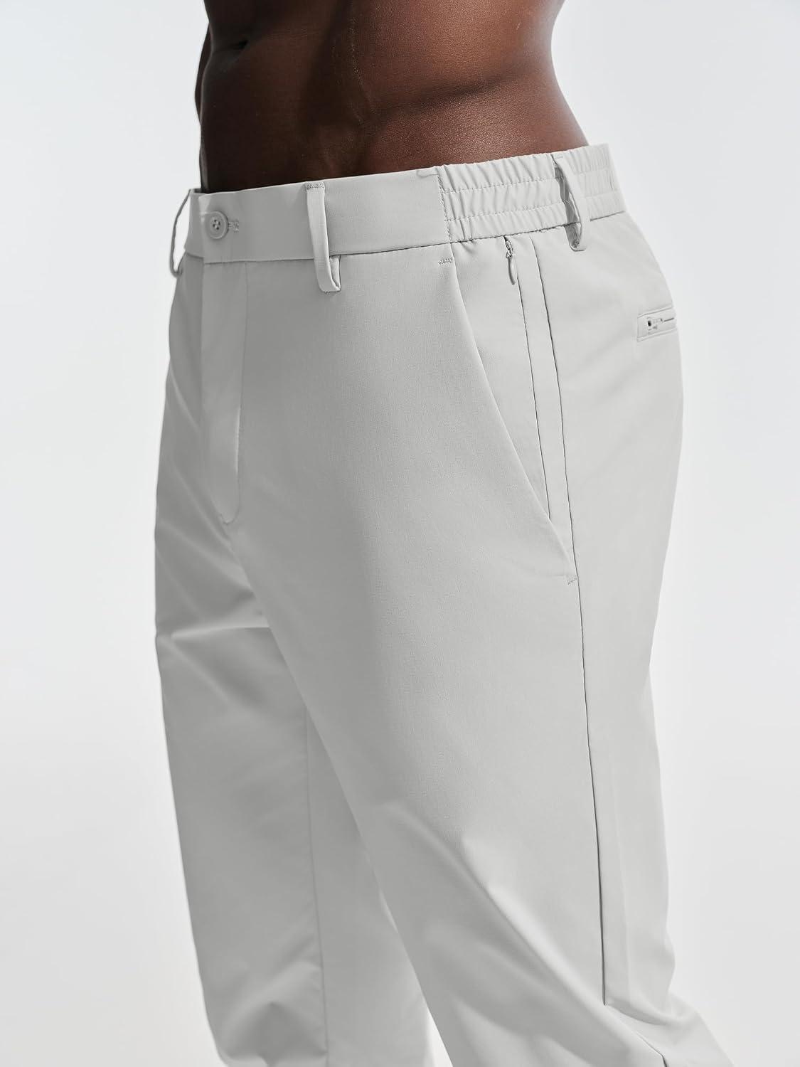 imagePJ PAULl Jones Mens Golf Pants Stretch Tapered Wrinkle Free Pants Casual Lightweight Trousers with 5 PocketsLight Gray