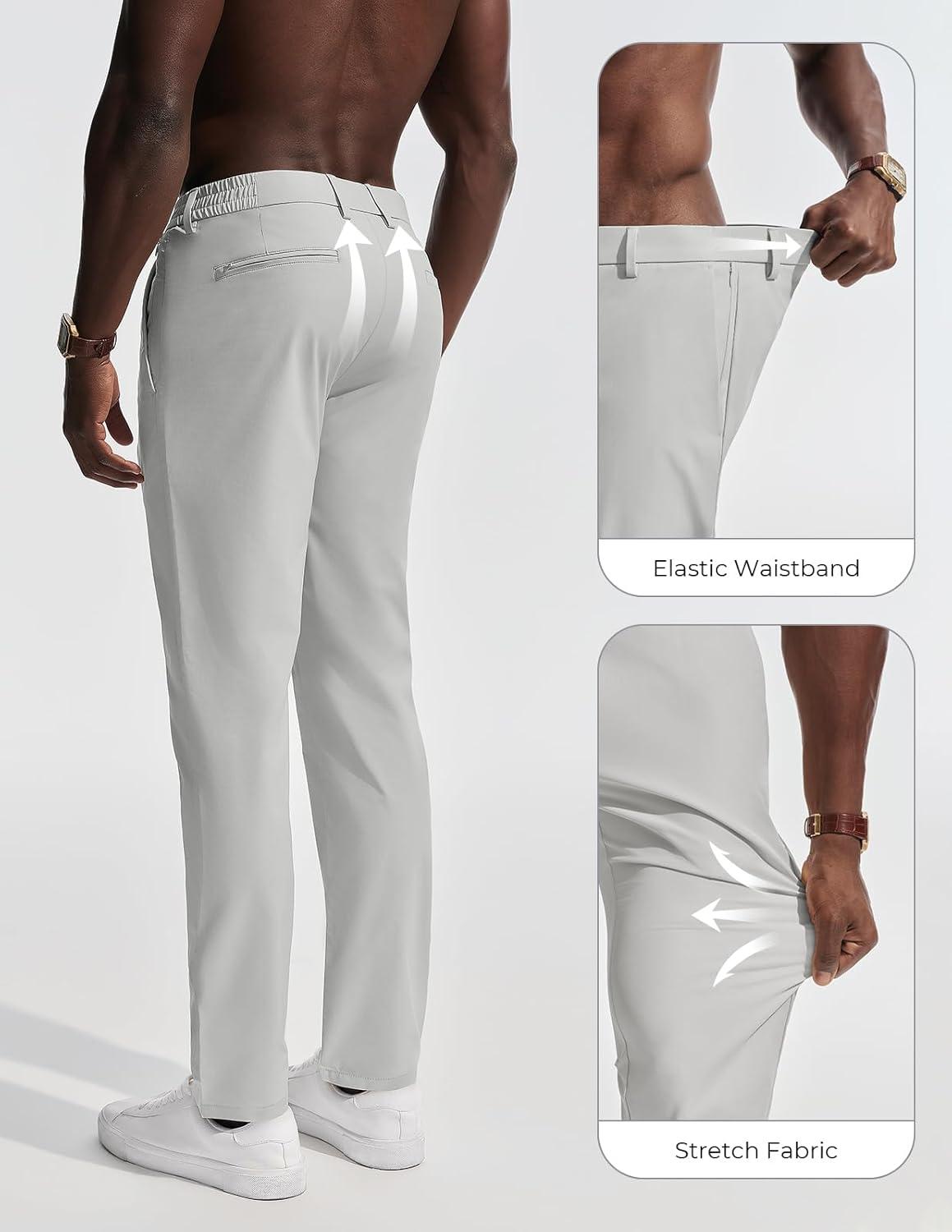 imagePJ PAULl Jones Mens Golf Pants Stretch Tapered Wrinkle Free Pants Casual Lightweight Trousers with 5 PocketsLight Gray