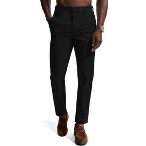 PJ PAUL JONES Mens Dress Pants 4-Way Stretch Tapered Trousers Extended Waist Dress Pant Casual Golf Pants(Black)