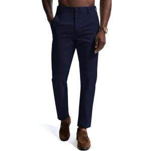 PJ PAUL JONES Mens Dress Pants 4-Way Stretch Tapered Trousers Extended Waist Dress Pant Casual Golf Pants(Dark Blue)