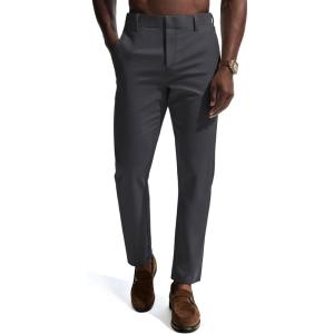 PJ PAUL JONES Mens Dress Pants 4-Way Stretch Tapered Trousers Extended Waist Dress Pant Casual Golf Pants(Dark Gray)