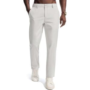 PJ PAUL JONES Men’s Golf Pants Casual Stretch Slim Fit Tapered Dress Pants Lightweight Wrinkle Free Trousers(Beige Gray)