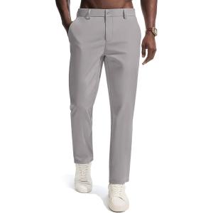 PJ PAUL JONES Men’s Golf Pants Casual Stretch Slim Fit Tapered Dress Pants Lightweight Wrinkle Free Trousers(Silver Gray)