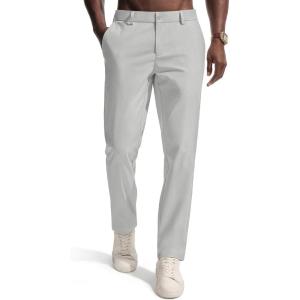 PJ PAULl Jones Mens Golf Pants Stretch Tapered Wrinkle Free Pants Casual Lightweight Trousers with 5 Pockets(Light Gray)