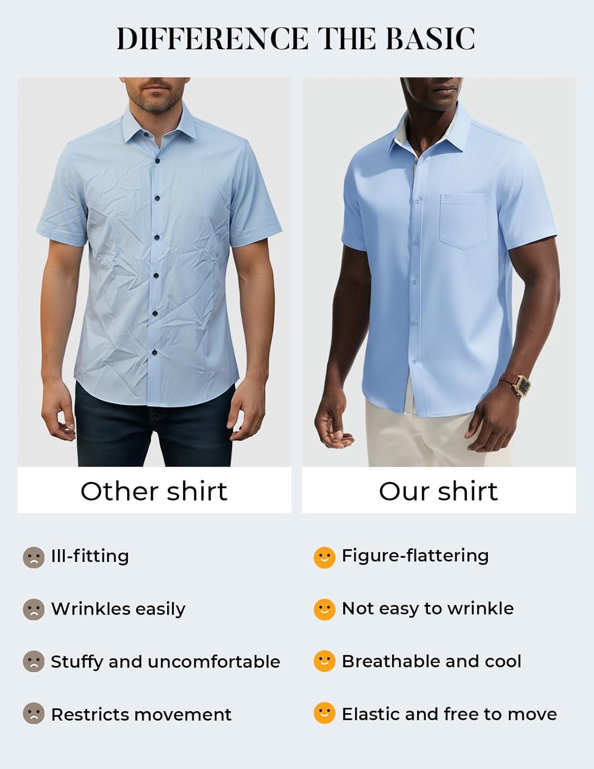 imagePJ PAUL JONES Mens Dress Shirt Short Sleeve Button Down Shirts WrinkleFree Business Casual Shirts with PocketBlack