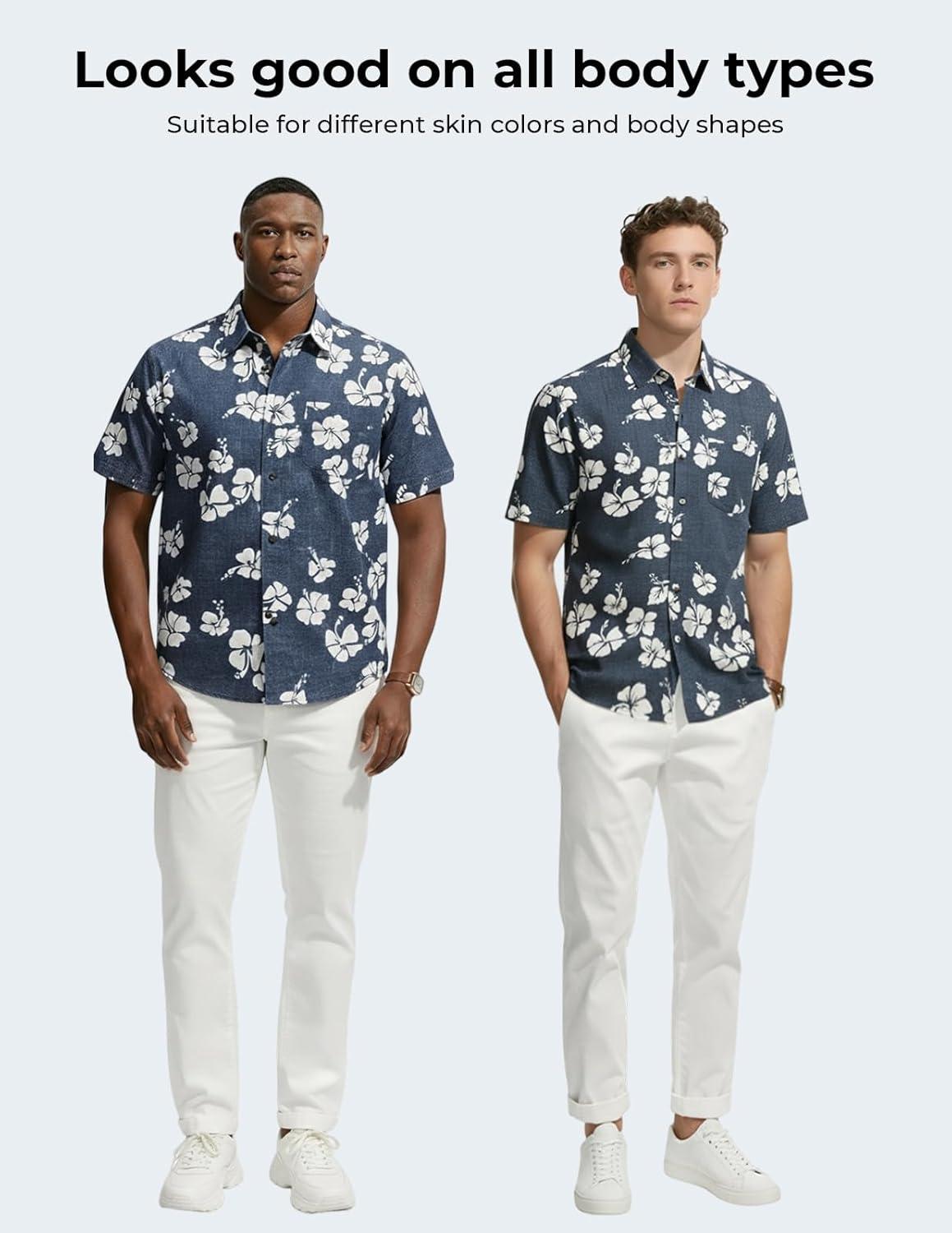 imagePJ PAUL JONES Mens Hawaiian Shirt Short Sleeve Button Down Shirts Tropical Floral Summer Beach Vacation Shirts Regular FitSage Green White Flower