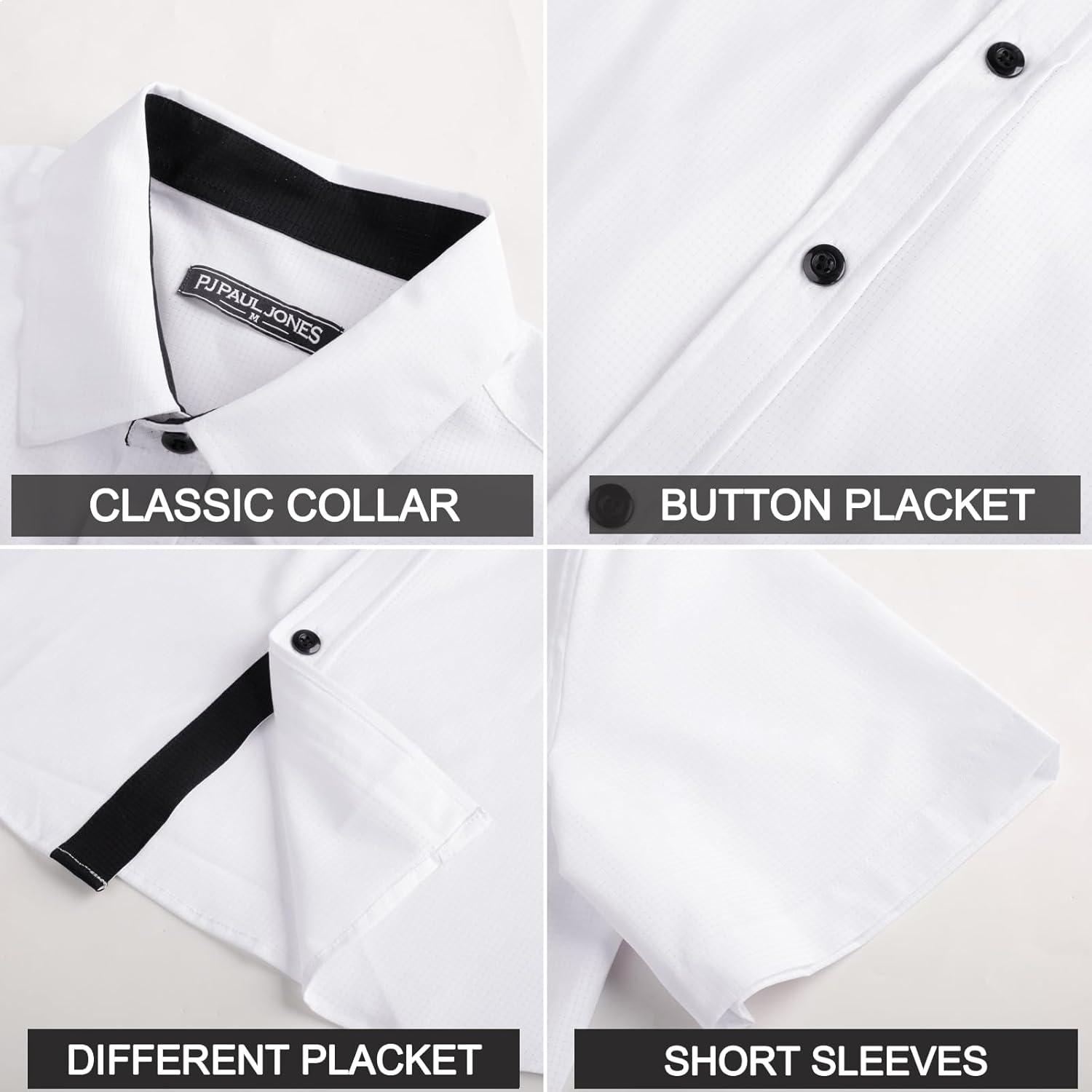 imagePJ PAUL JONES Mens Short Sleeve Button Down Casual Dress ShirtWhite