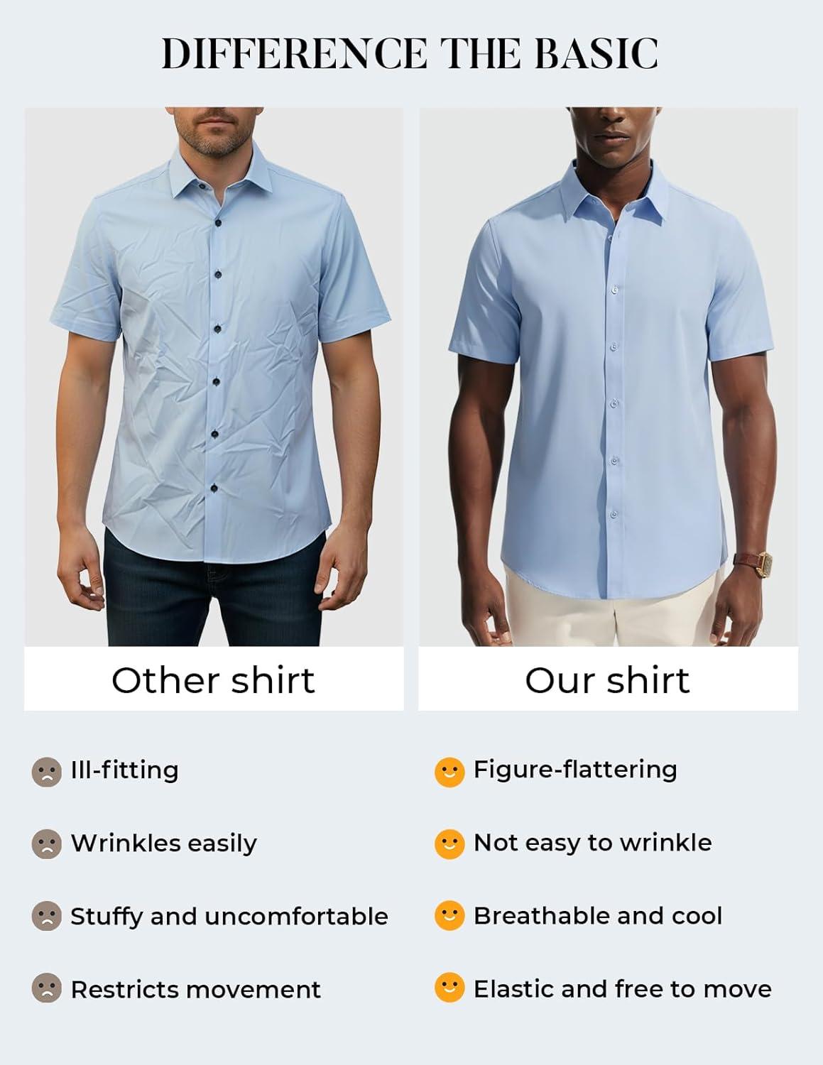 imagePJ PAUL JONES Mens Short Sleeve Dress Shirts Stretch Wrinke Free Untucked Business Casual Button Down Shirt Regular FitArmy Green