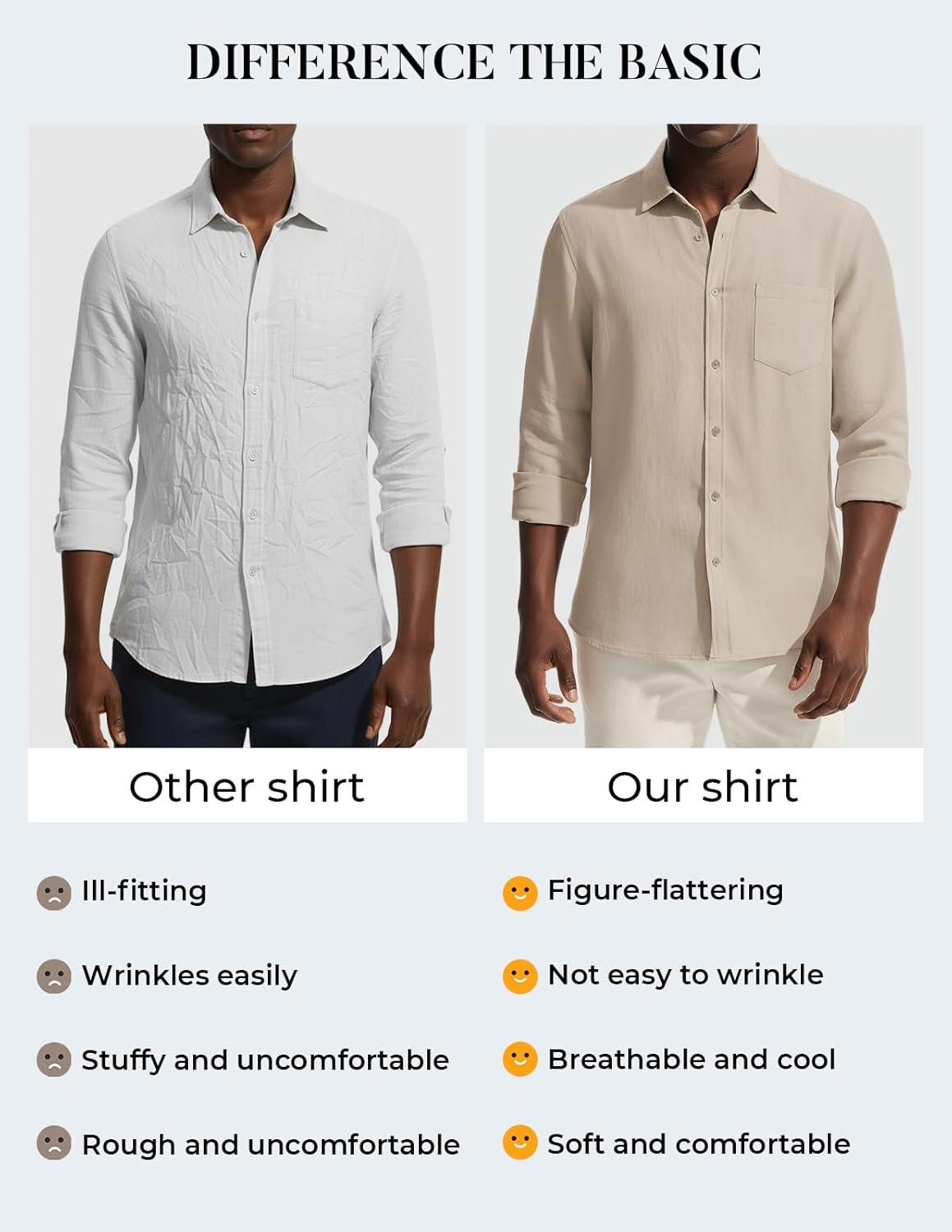 imagePJ PAUL JONES Mens Casual Button Down Shirts Long Sleeve Linen Beach Wedding Shirt Summer Vacation Shirt for MenBlack