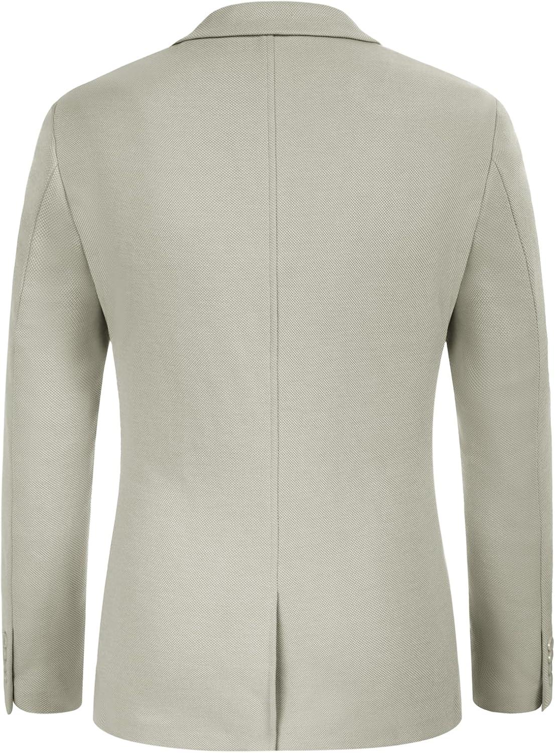 imagePJ PAUL JONES Mens Casual Knit Blazer Suit Jackets Two Button Lightweight Unlined Sport CoatGrey Green