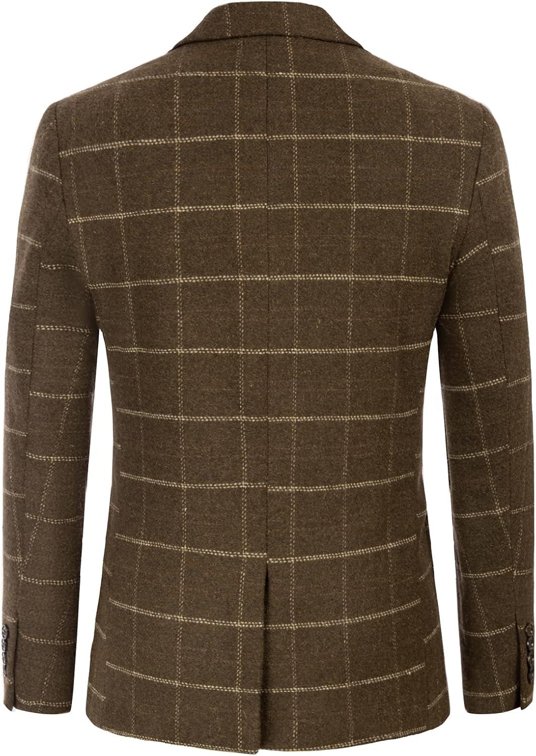 imagePJ PAUL JONES Mens Herringbone Tweed Blazer British Wool Blend Sport Coat JacketCoffeplaid