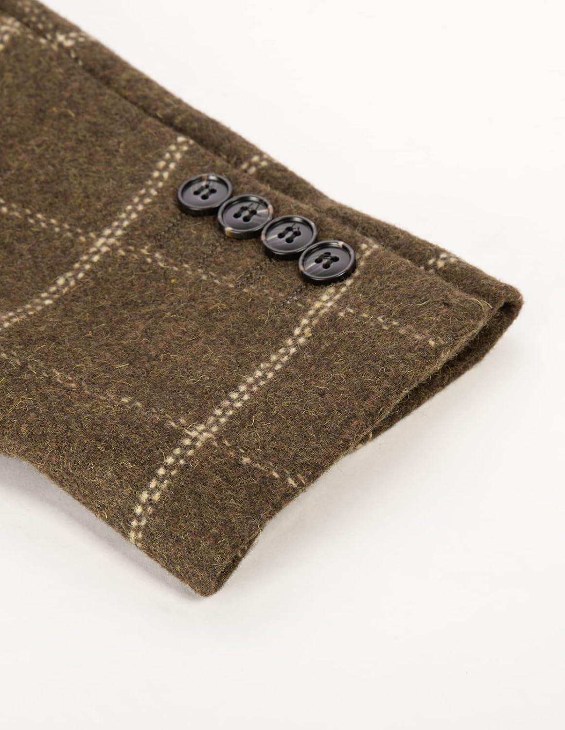 imagePJ PAUL JONES Mens Herringbone Tweed Blazer British Wool Blend Sport Coat JacketCoffeplaid