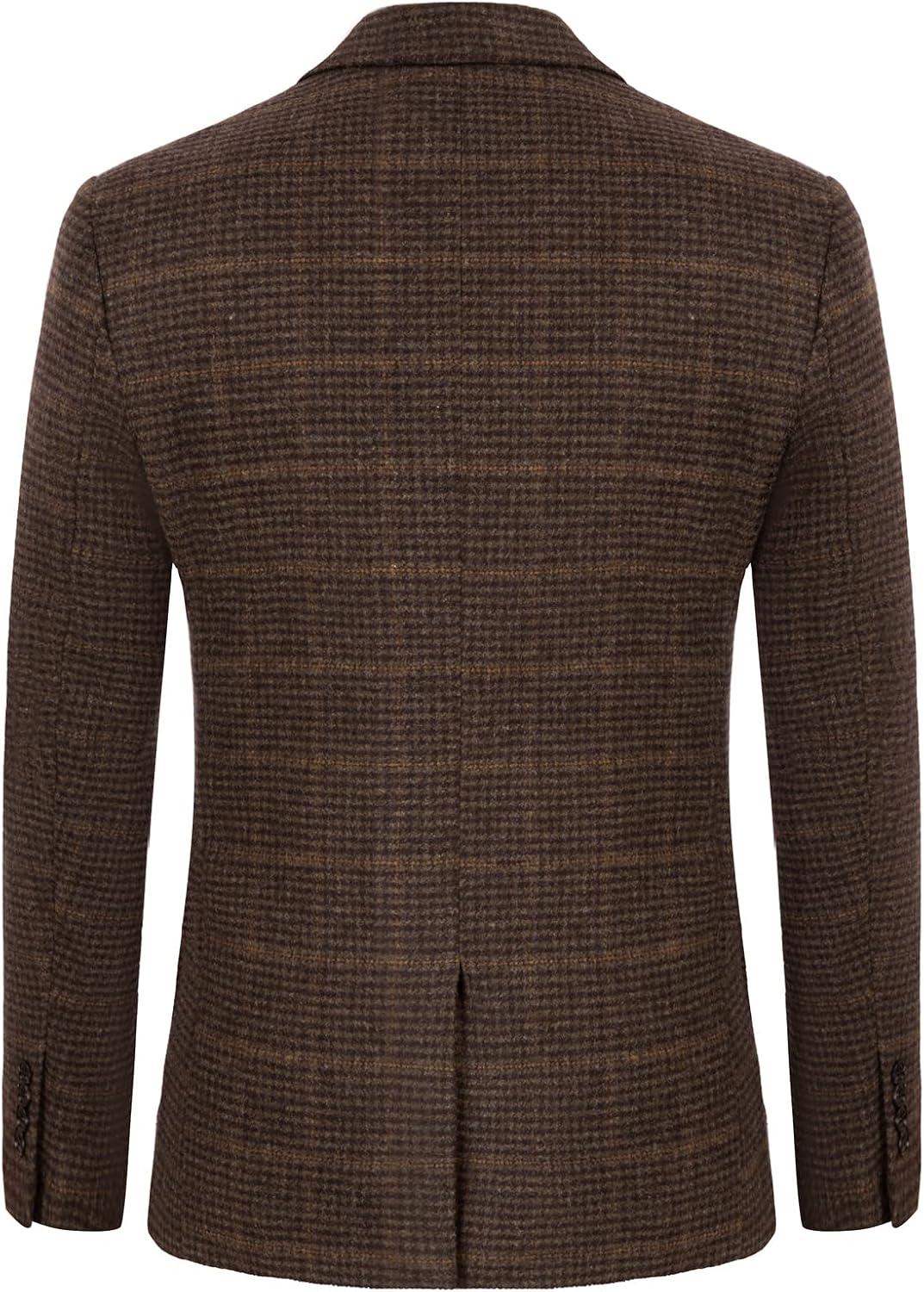 imagePJ PAUL JONES Mens Herringbone Tweed Blazer British Wool Blend Sport Coat JacketWine Red