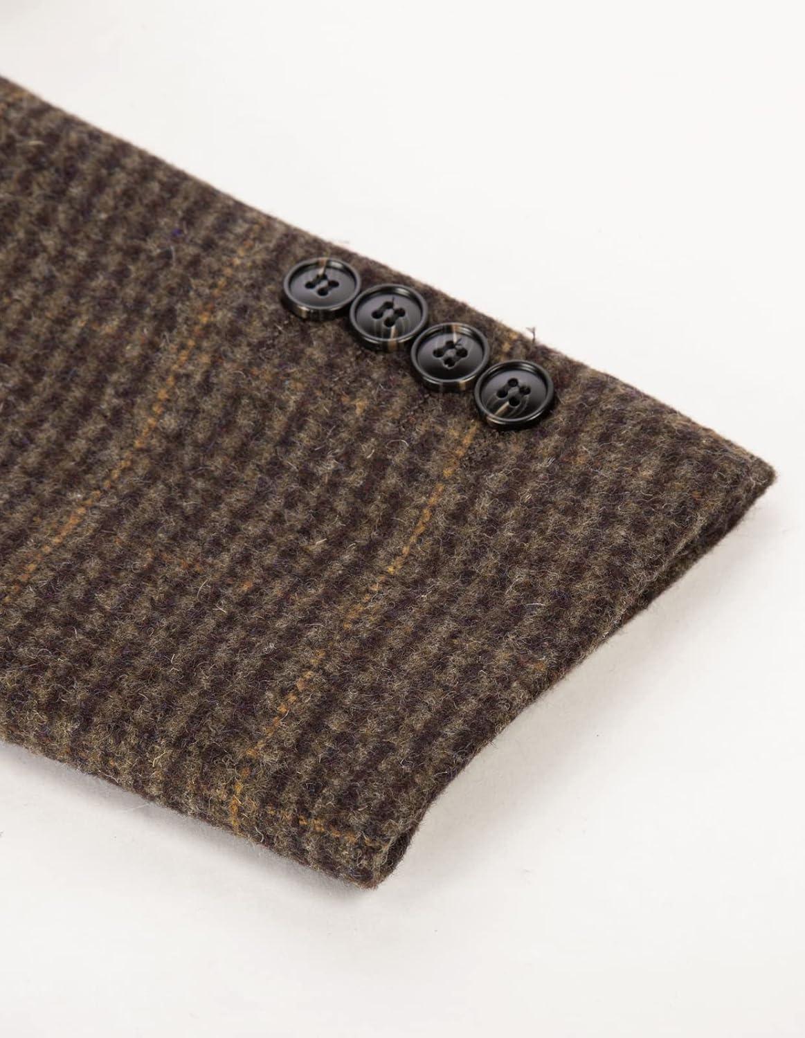 imagePJ PAUL JONES Mens Herringbone Tweed Blazer British Wool Blend Sport Coat JacketWine Red
