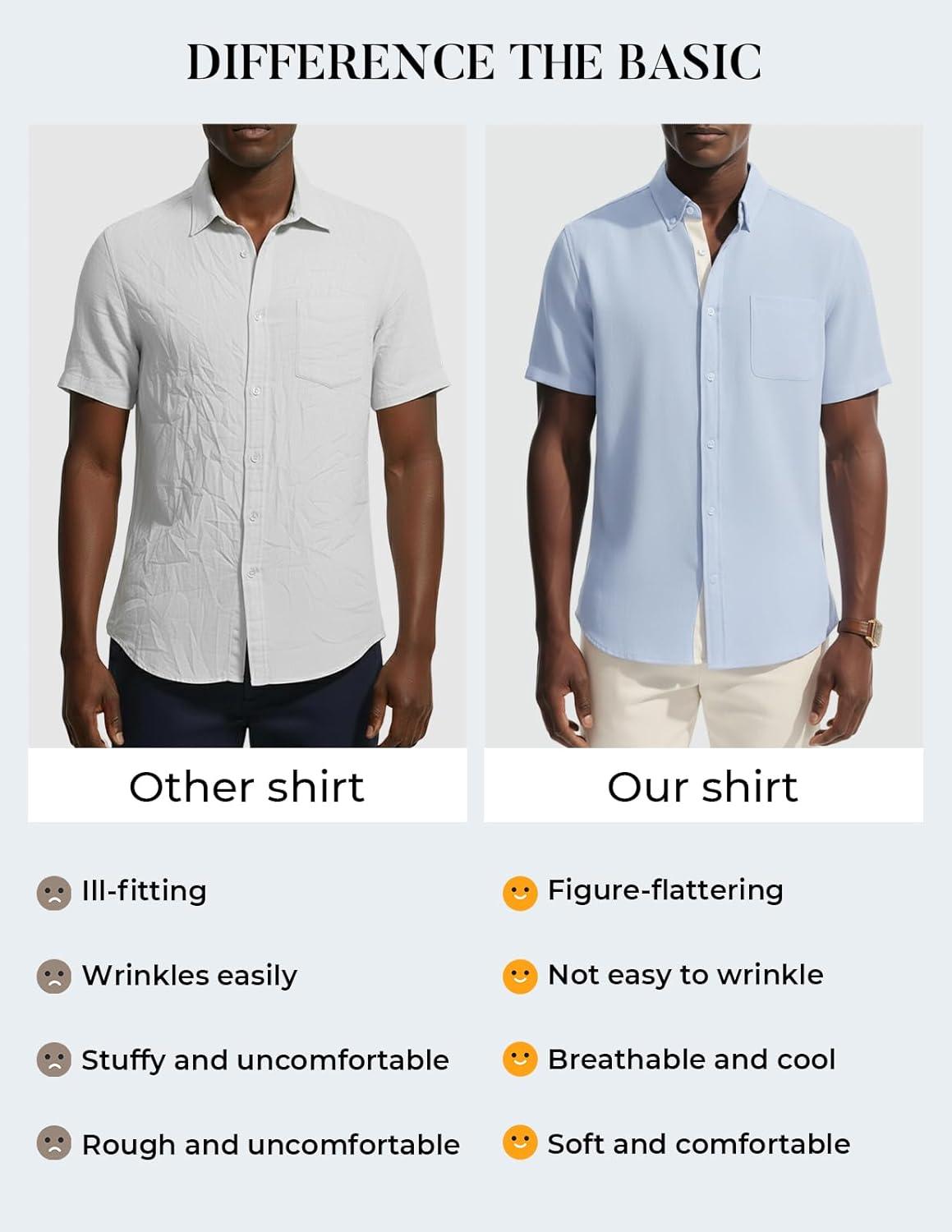 imagePJ PAUL JONES Mens Linen Shirt Button Down Short Sleeve Chambray Shirt Untucked Shirts for MenBlack