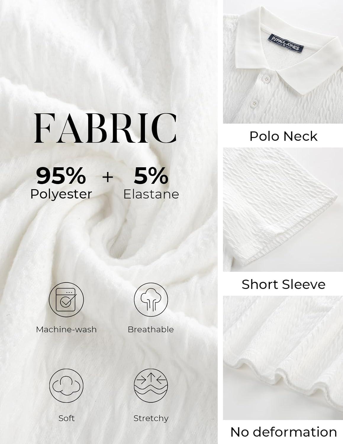 imagePJ PAUL JONES Mens Polo Shirts Short Sleeve Casual Collared Summer Vacation Shirts Golf Polo ShirtsWhite