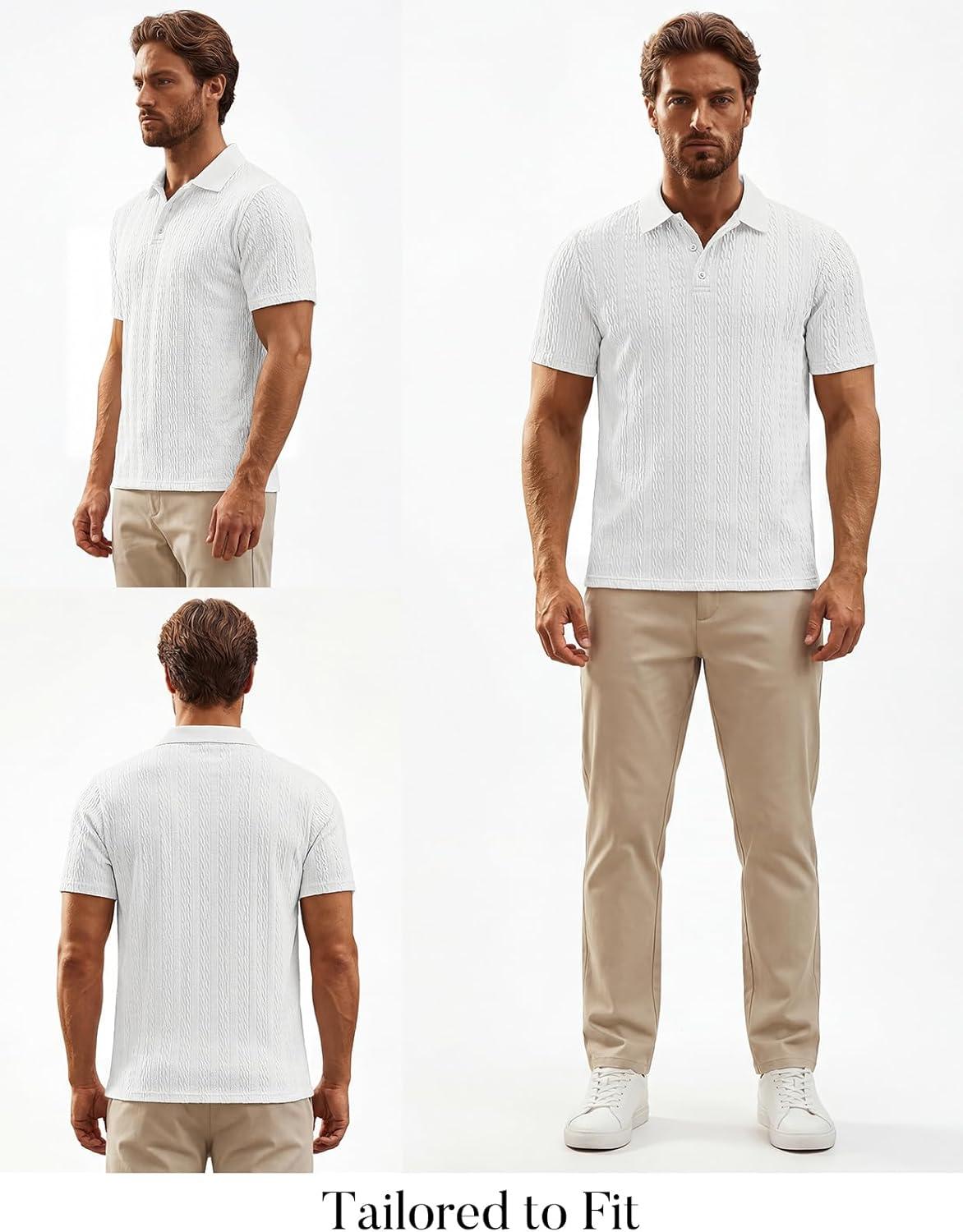 imagePJ PAUL JONES Mens Polo Shirts Short Sleeve Casual Collared Summer Vacation Shirts Golf Polo ShirtsWhite