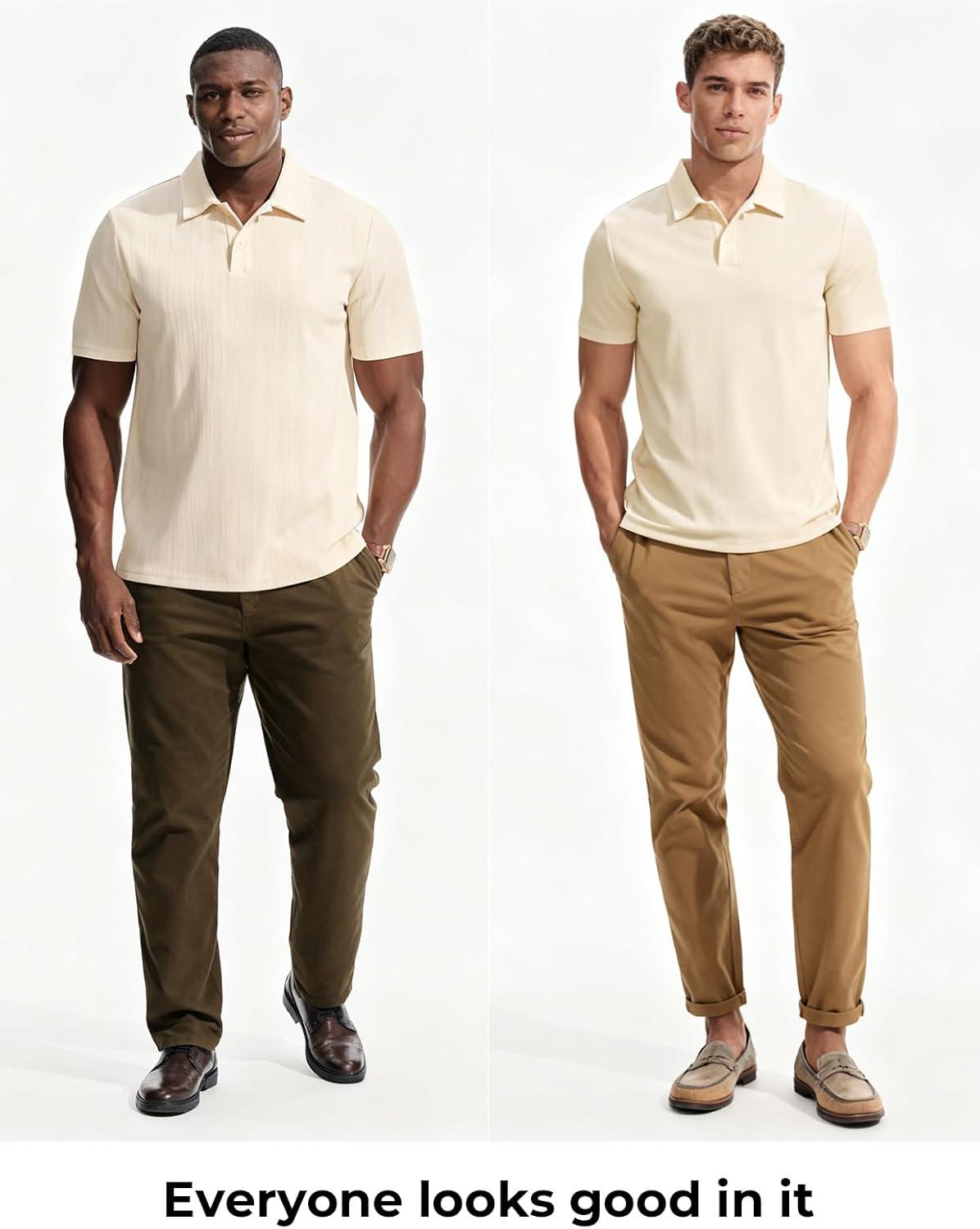 imagePJ PAUL JONES Mens Polo Shirts Short Sleeve Knit Polo Casaul Collared Polo Shirts WrinkleFree Golf PoloBlack