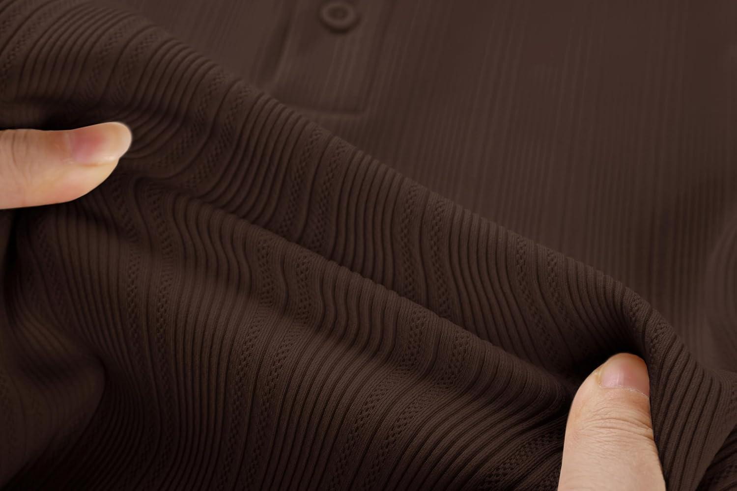 imagePJ PAUL JONES Mens Polo Shirts Short Sleeve Knit Polo Casaul Collared Polo Shirts WrinkleFree Golf PoloCoffee