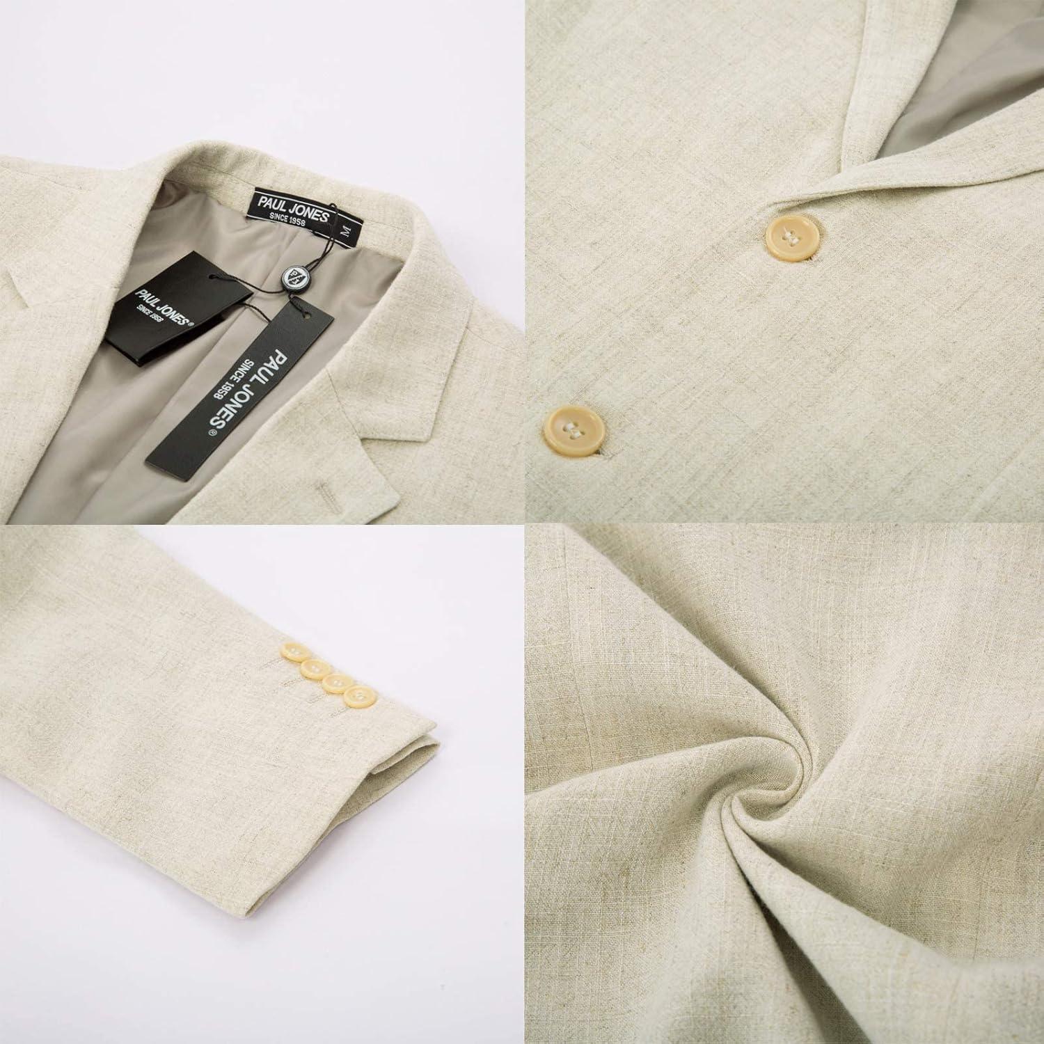 imagePJ PAUL JONES Mens Slim Fit Lightweight Linen Jacket Tailored Blazer Sport CoatAkhaki
