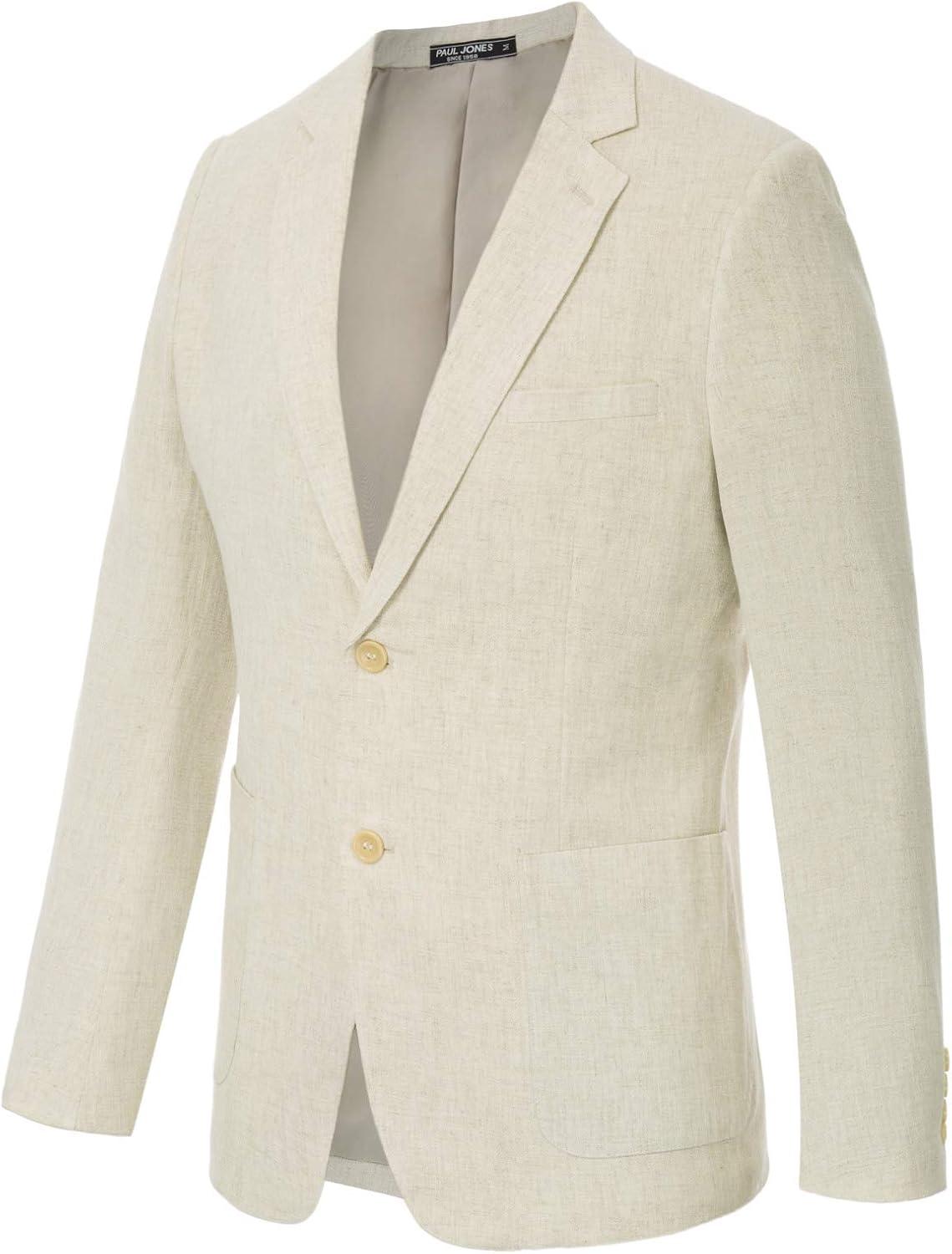 imagePJ PAUL JONES Mens Slim Fit Lightweight Linen Jacket Tailored Blazer Sport CoatAkhaki