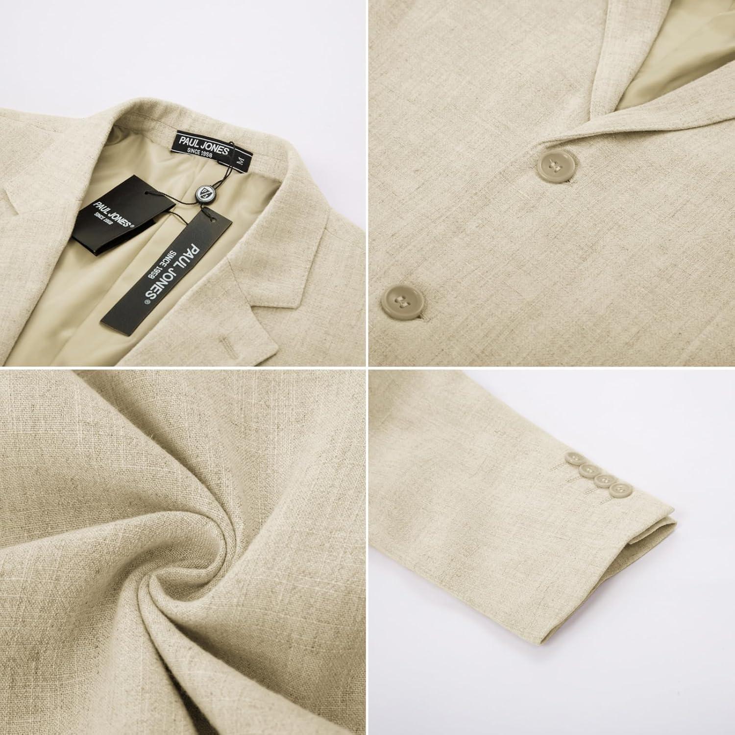 imagePJ PAUL JONES Mens Slim Fit Lightweight Linen Jacket Tailored Blazer Sport CoatApricot