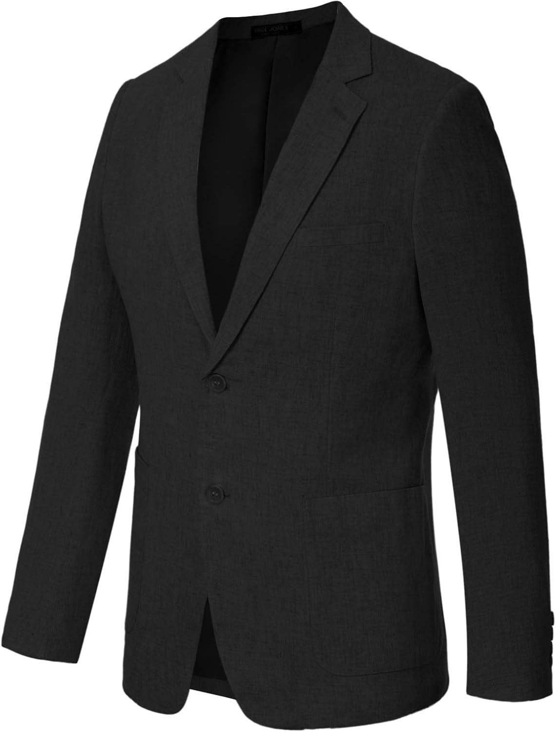 imagePJ PAUL JONES Mens Slim Fit Lightweight Linen Jacket Tailored Blazer Sport CoatBlack