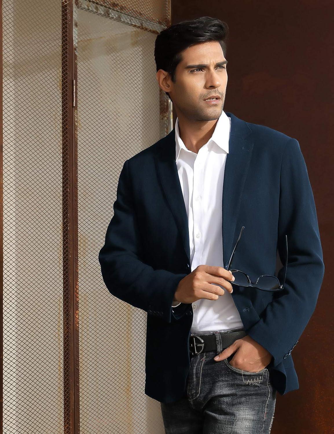imagePJ PAUL JONES Mens Slim Fit Lightweight Linen Jacket Tailored Blazer Sport CoatNavy