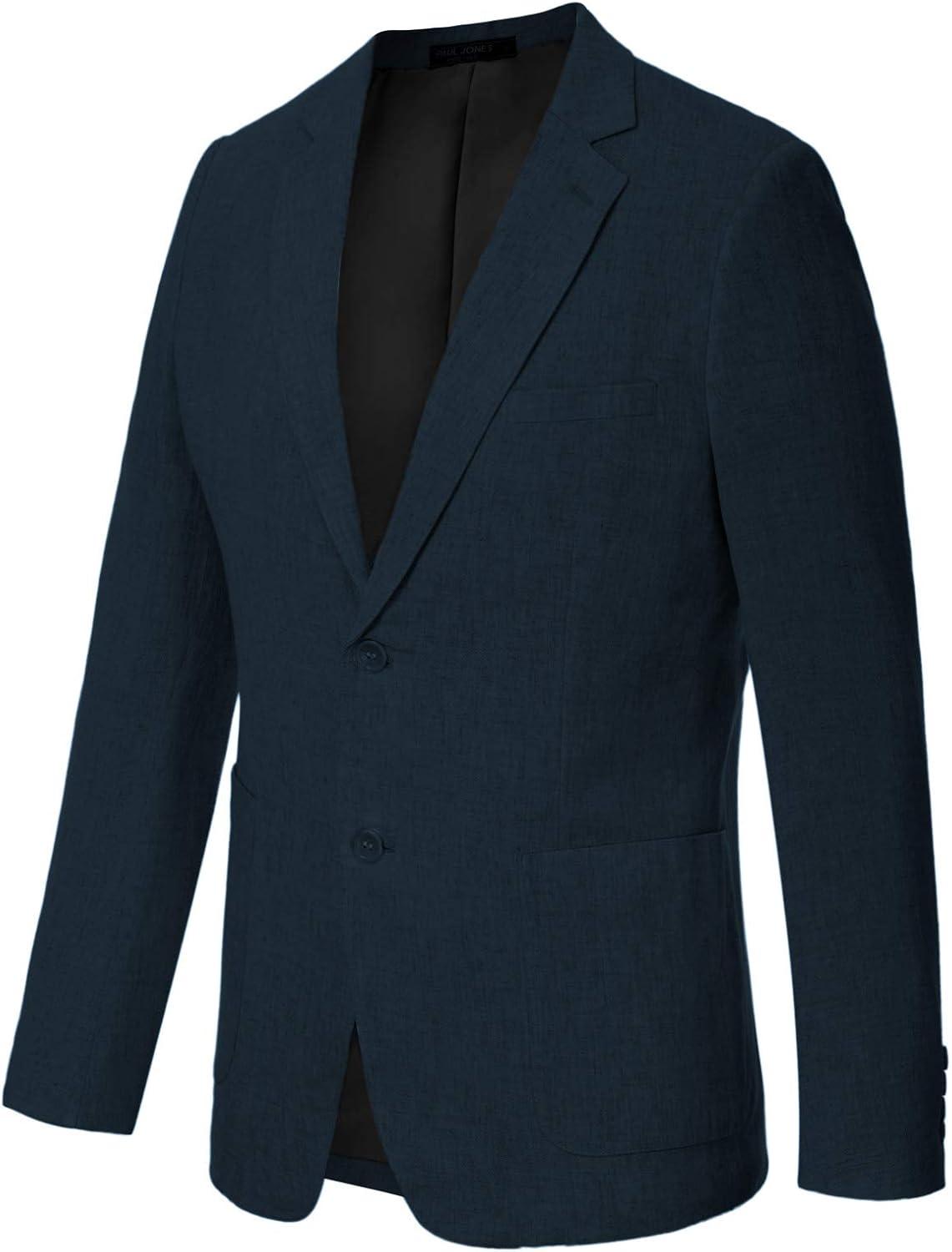 imagePJ PAUL JONES Mens Slim Fit Lightweight Linen Jacket Tailored Blazer Sport CoatNavy