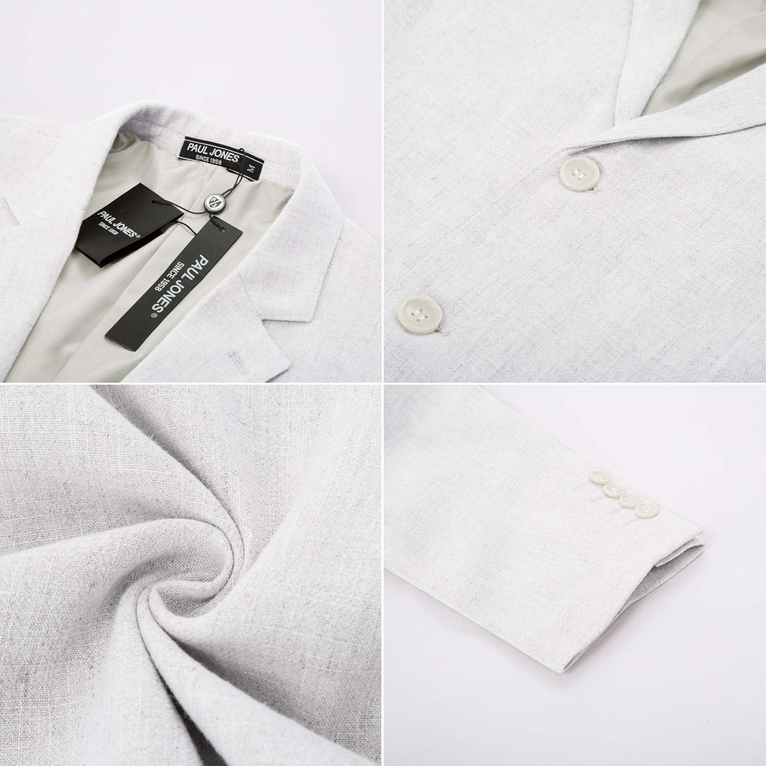 imagePJ PAUL JONES Mens Slim Fit Lightweight Linen Jacket Tailored Blazer Sport CoatWhite