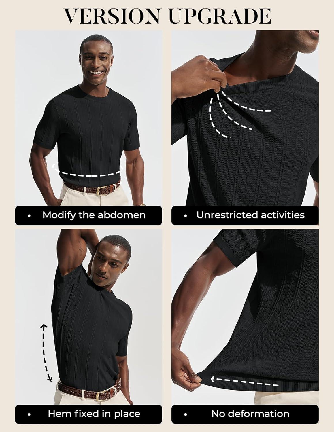imagePJ PAUL JONES Mens TShirts Crew Neck T Shirts Short Sleeve Knit Shirt Casual Ribbed Top Basic Pullover TeesBlack