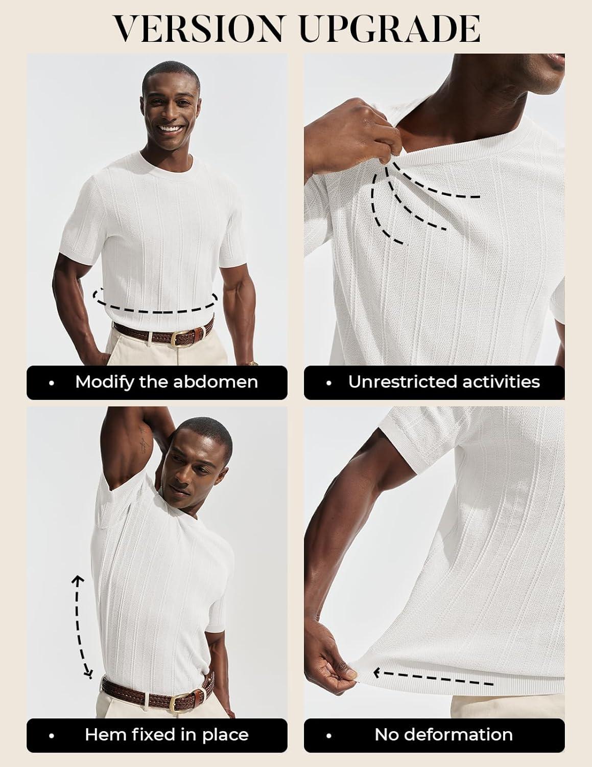 imagePJ PAUL JONES Mens TShirts Crew Neck T Shirts Short Sleeve Knit Shirt Casual Ribbed Top Basic Pullover TeesWhite
