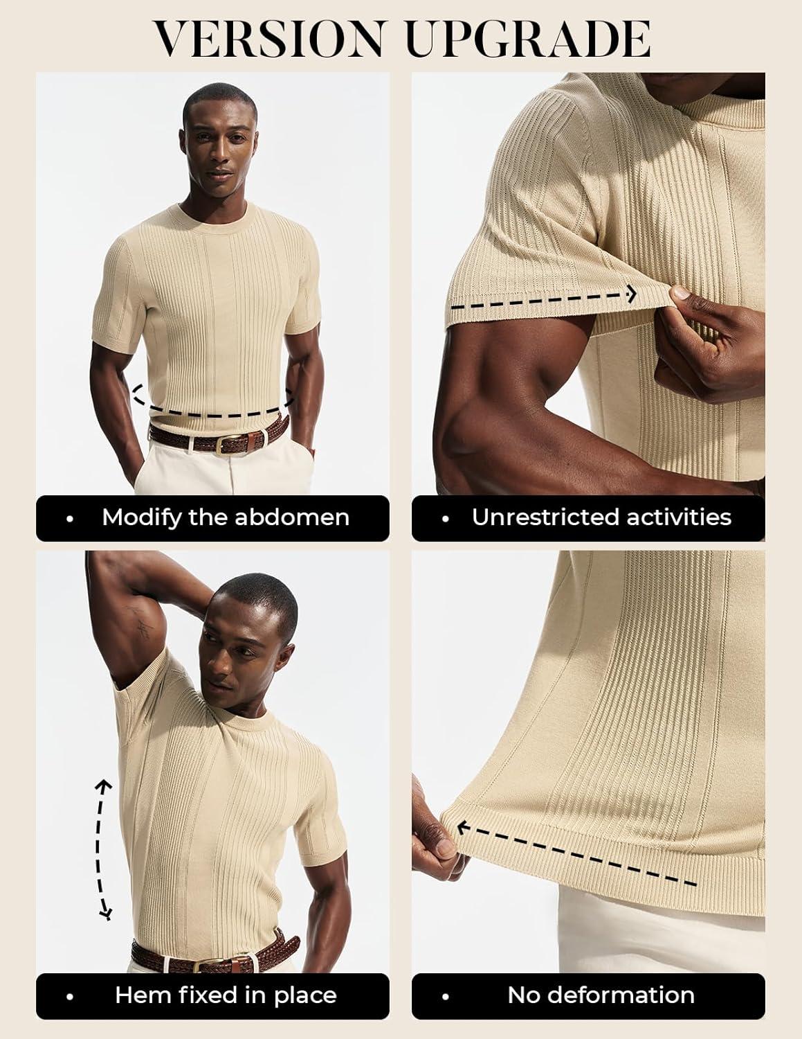 imagePJ PAUL JONES Mens TShirts Knit Tee Shirt Textured Crewneck Tee Short Sleeves T ShirtApricot